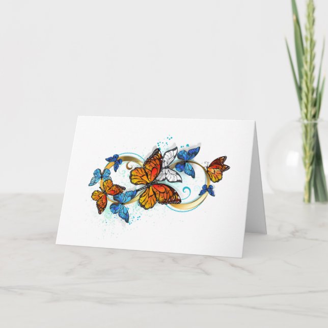 Carte De Remerciements Infinité de papillons monarques (Devant)
