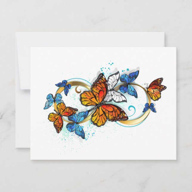 Carte De Remerciements Infinité de papillons monarques (Devant)