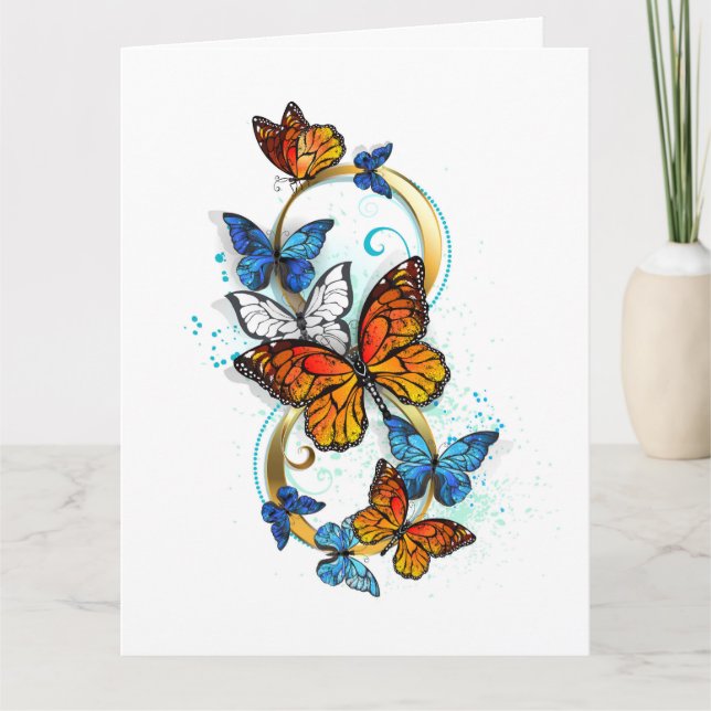 Carte De Remerciements Infinité de papillons monarques (Devant)