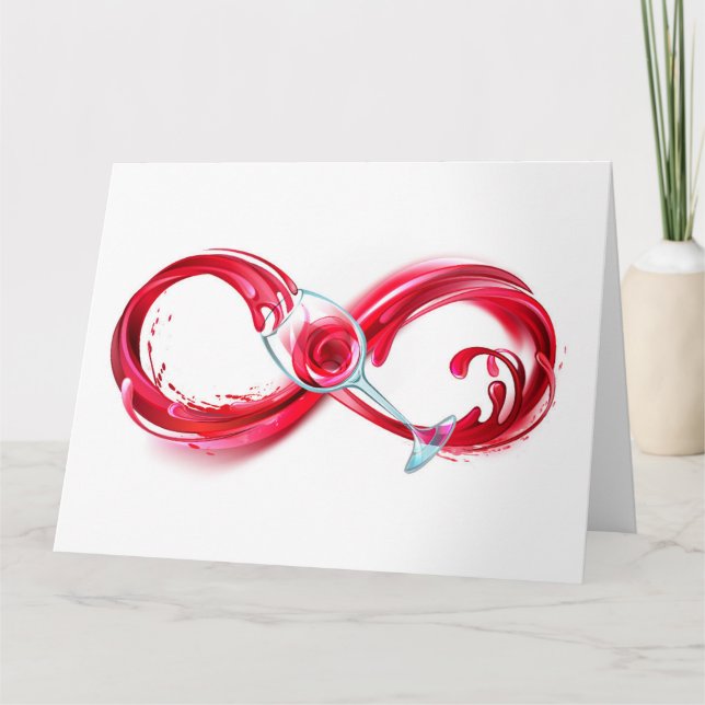 Carte De Remerciements Infinity with Red Wine (Devant)