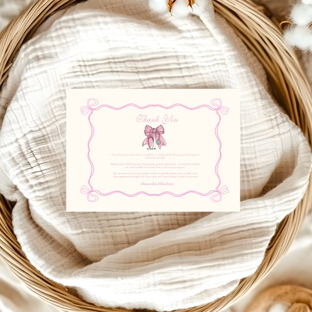 Carte De Remerciements Infirmière Coquette Pink Bow Élégante graduation (Créateur téléchargé)