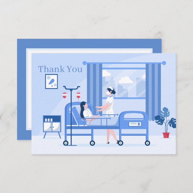 Carte De Remerciements Infirmière mignonne ajouter sentiment (Devant / Derrière)