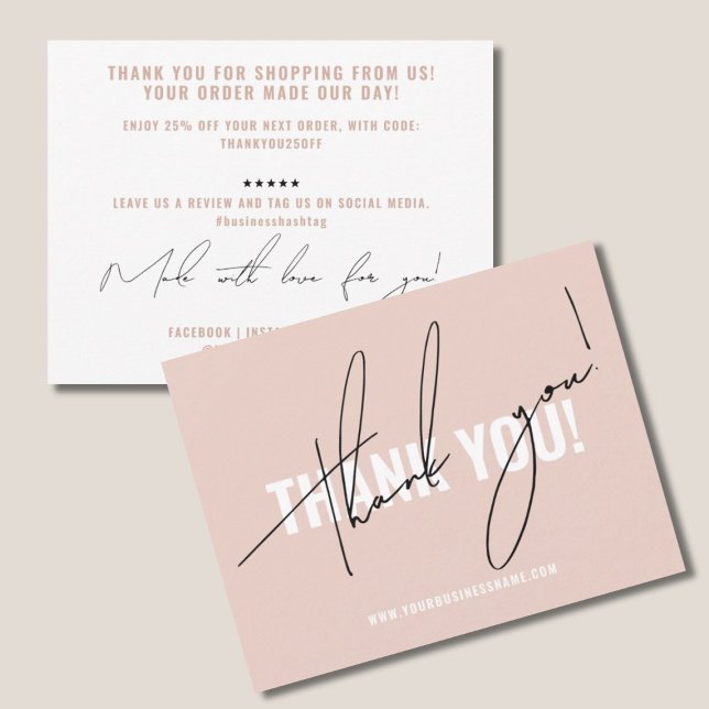 Carte De Remerciements Infos d'emballage rose vif moderne (Créateur téléchargé)