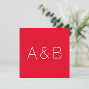 Carte De Remerciements Initiales de couple personnalisées rouges minimali