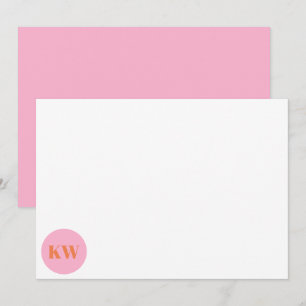 Carte De Remerciements Initiales de Monogramme orange rose mignon Personn
