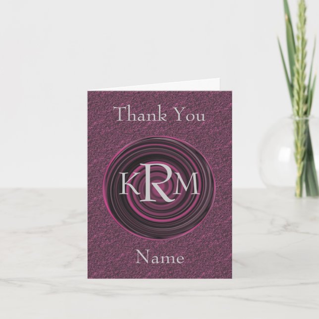 Carte De Remerciements Initiales de monogramme Tourbillons de prune Perso (Devant)