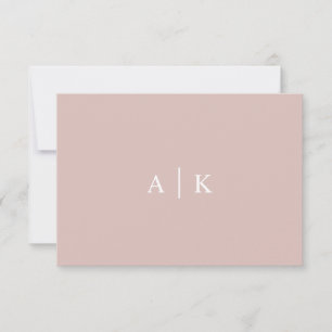 Carte De Remerciements Initiales simples Monogramme rose Mariage marié