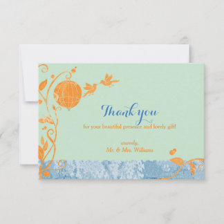 Carte De Remerciements Inséparables de la cage d'oiseaux Mint Mariage ver