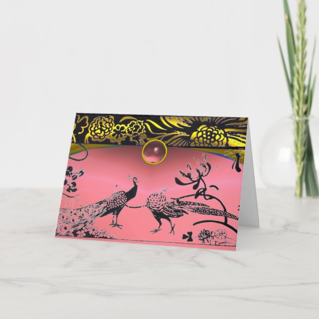 CARTE DE REMERCIEMENTS INSÉPARABLES MARIAGES OR ROSE (Devant)