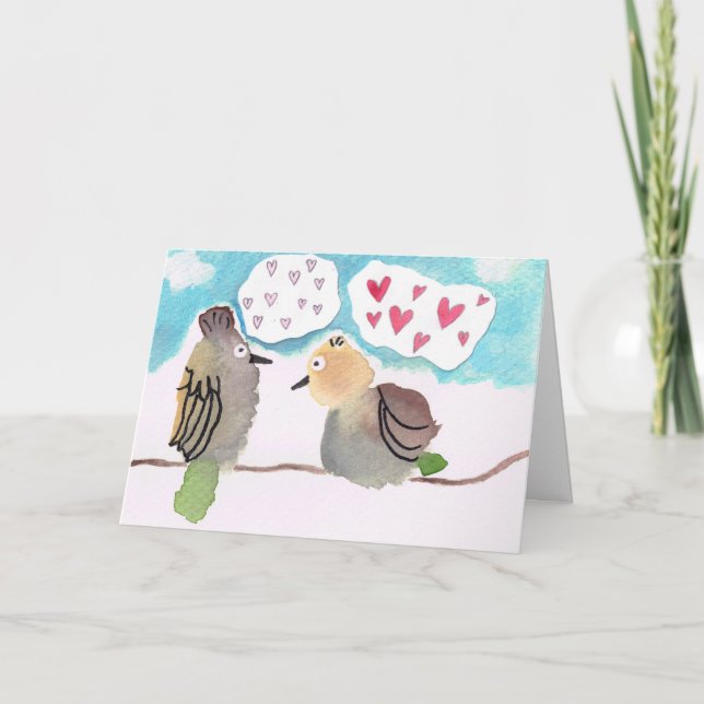 Carte De Remerciements Inséparables - Oiseaux de Lovey-Dovey dans une suc (Devant)