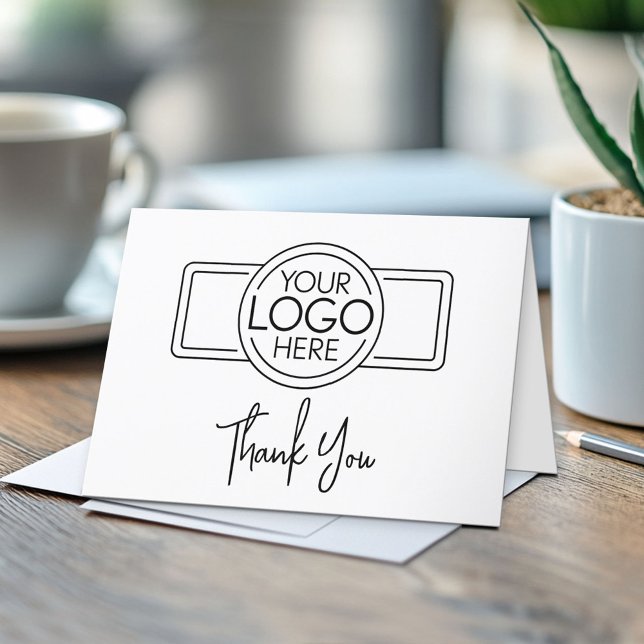 Carte De Remerciements Insérer votre logo à l'avant - Code QR Retour (Custom Logo Thank You Note Card - Optional QR Code on Back)