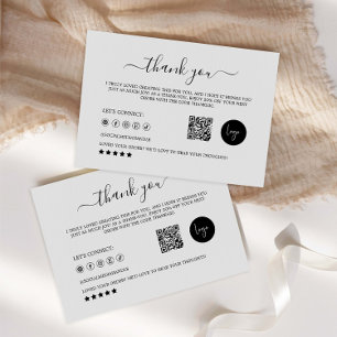 Carte de remerciements   Insertion d'emballage Biz