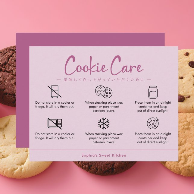 Carte De Remerciements Instructions de conservation des cookies Rose Pous (Créateur téléchargé)