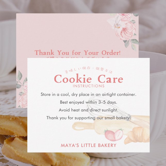Carte De Remerciements Instructions de soin de biscuits avec épinglette à (Créateur téléchargé)