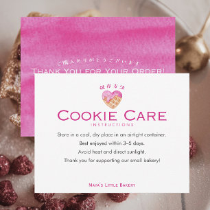 Carte De Remerciements Instructions de soin de cookie en forme de coeur e