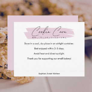 Carte De Remerciements Instructions de soin de cookie rose Minimaliste Sc