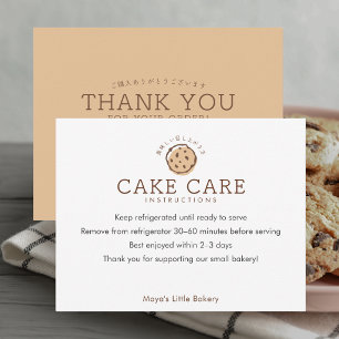 Carte De Remerciements Instructions de soin de gâteau de logo de cookie m