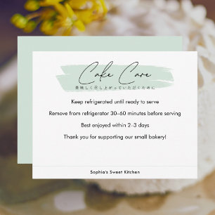 Carte De Remerciements Instructions de soin de gâteau Écriture Minimalist