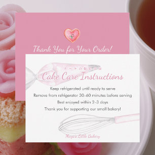 Carte De Remerciements Instructions de soin de gâteau ustensiles de cuiss