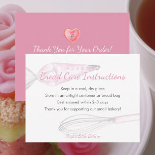 Carte De Remerciements Instructions de soin du pain en rose poussiéreux U