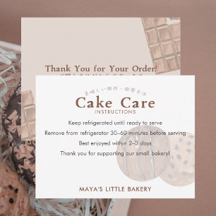 Carte De Remerciements Instructions de soin pour gâteau de cookies à l'aq