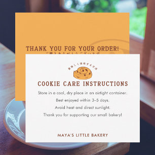 Carte De Remerciements Instructions de soin pour les cookies au logo rétr