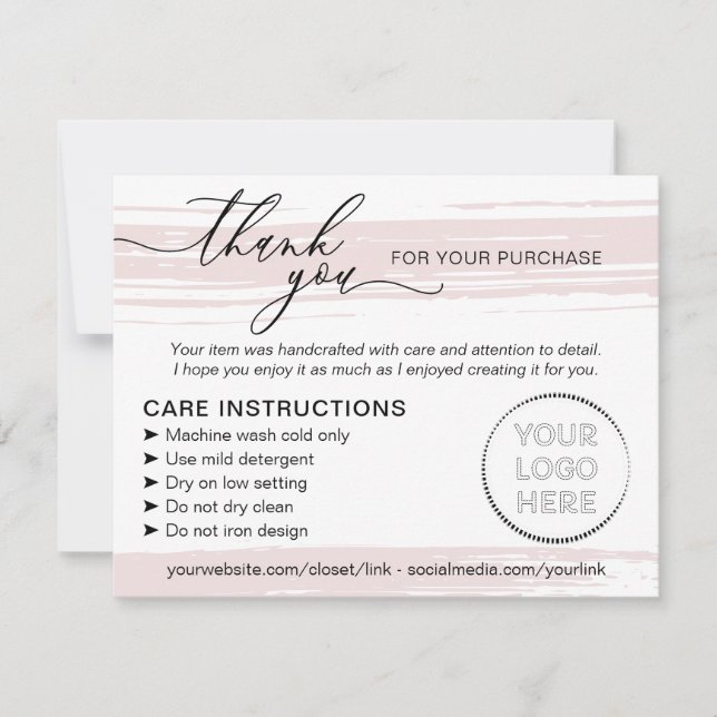 Carte De Remerciements Instructions de soins pour petites entreprises Sim (Devant)