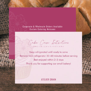 Carte De Remerciements Instructions d'entretien de gâteau cupcake rose él