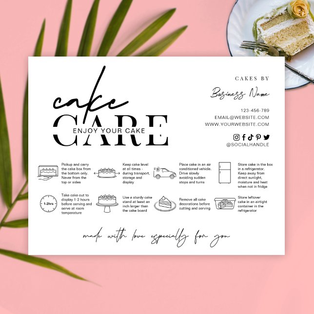 Carte De Remerciements Instructions pour la prise en charge des gâteaux C (Créateur téléchargé)