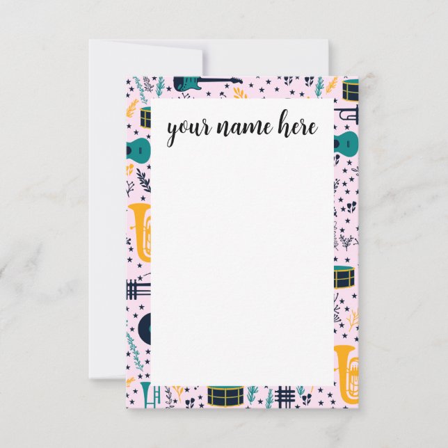 Carte De Remerciements Instruments de musique personnalisés Notecads (Devant)