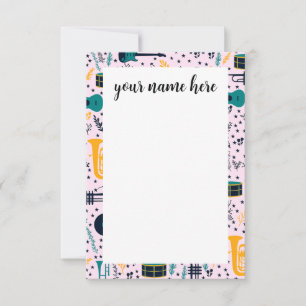 Carte De Remerciements Instruments de musique personnalisés Notecads