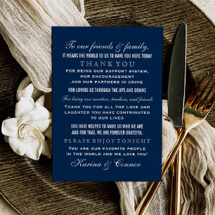 Carte De Remerciements Invité de mariage bleu marine