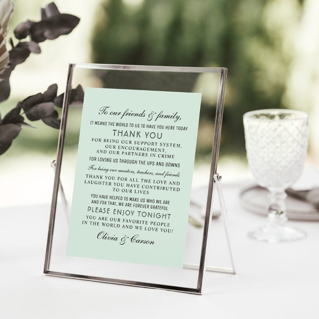 Carte De Remerciements Invité de mariage vert menthe (Créateur téléchargé)
