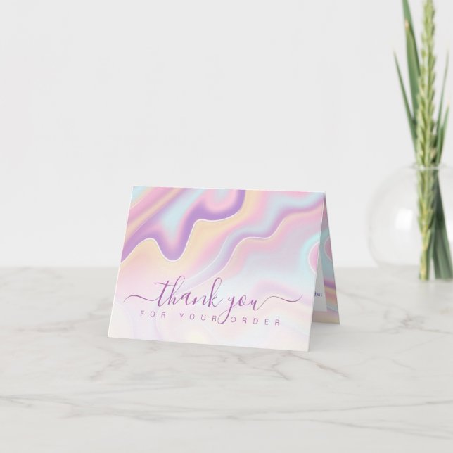 Carte De Remerciements Iridescent Holographic Thank you for your Order (Devant)
