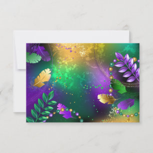 Carte De Remerciements Iridescente mardi gras arrière - plan avec perles