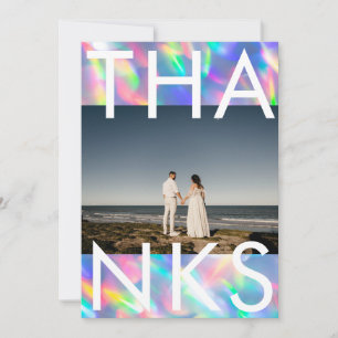 Carte De Remerciements Iridescente Ultra Moderne Mariage Monogramme