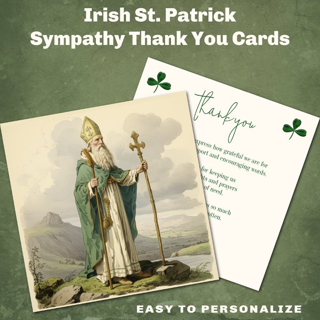 Carte De Remerciements Irish St Patrick Condolence de sympathie religieus (Easy to personalize St. Patrick Sympathy Thank you cards)