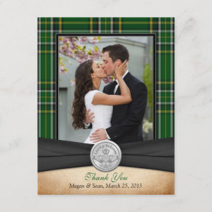 Carte De Remerciements Irish Tartan Celtic Claddagh Wedding Thank