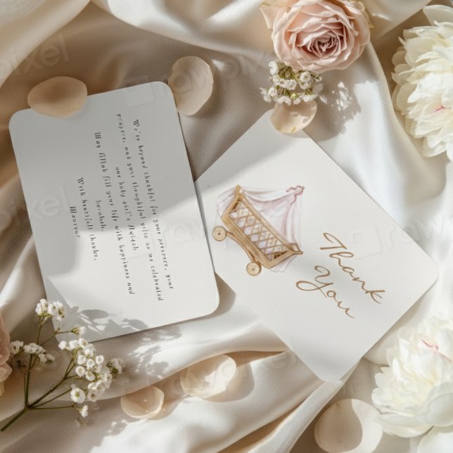 Carte De Remerciements Islamic Baby Girl Aqiqah Thank You Card (Créateur téléchargé)