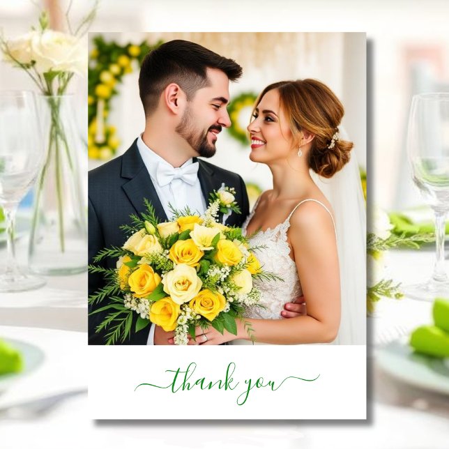 Carte De Remerciements Island Citrus Green & Yellow Wedding Thank you (Island Citrus Green & Yellow Wedding Thank you )