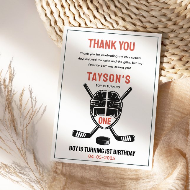 Carte De Remerciements It’s Game Time Hockey 1st Birthday Party (It’s Game Time Hockey 1st Birthday Party Thank You Card
)