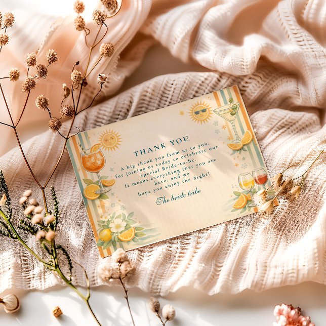 Carte De Remerciements Italian Aperitivo Citrus Ciao Miss Bridal Shower (Créateur téléchargé)