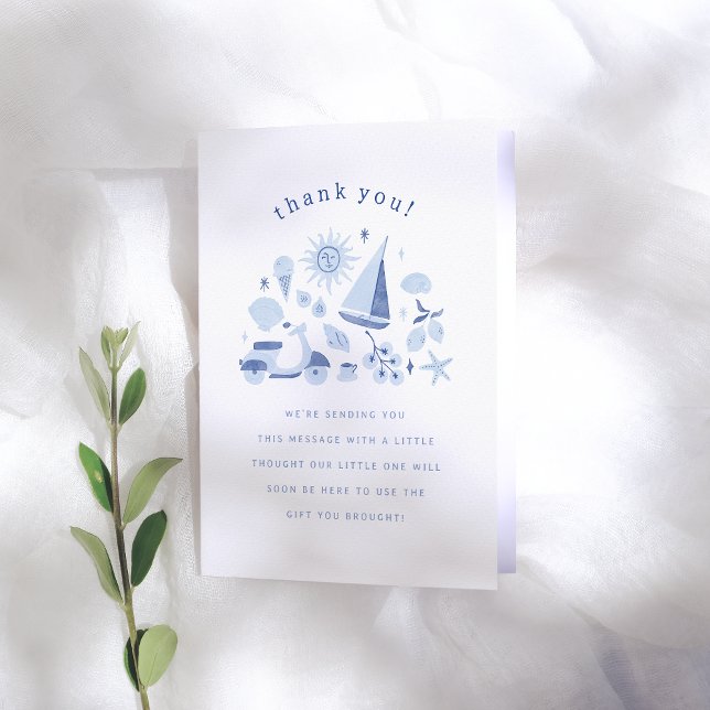 Carte De Remerciements Italian Summer Blue Boy Baby Shower Thank You (Créateur téléchargé)