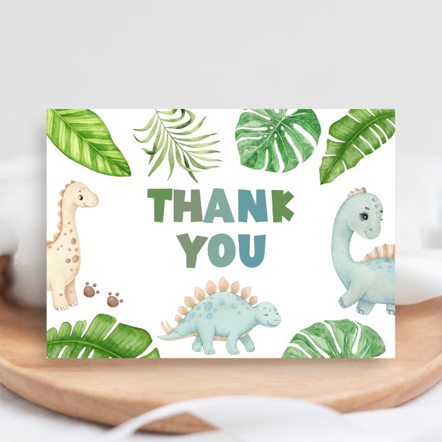 Carte De Remerciements It's a Boy Dinosaur Baby Shower  (Dinosaur Baby Shower Thank you Card)