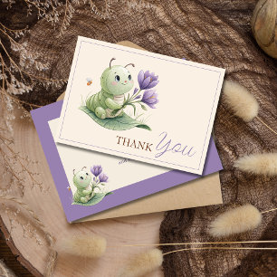 Carte De Remerciements Ivoire Mignon Chenille Naissance Personnalisée Bab
