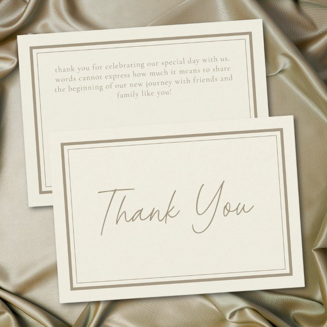 Carte De Remerciements Ivory Cream Minimalist Frame Wedding (Ivory Cream Minimalist Frame Wedding Thank You Card)