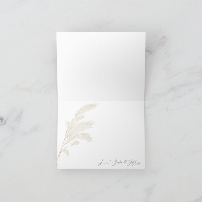 Carte De Remerciements Ivory Pampas Grass Allison1 (Intérieur)