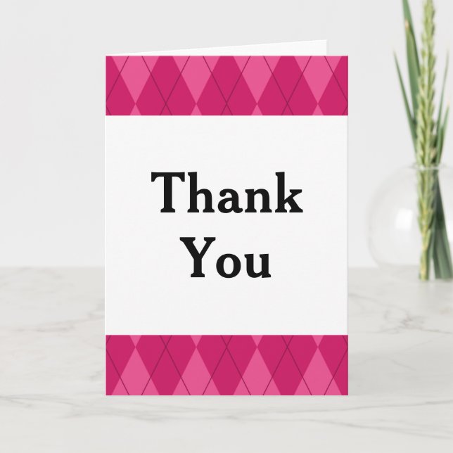 Carte de remerciements Jacquard rose (Devant)