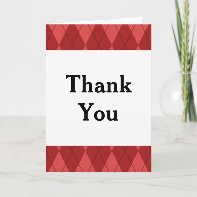 Carte de remerciements Jacquard rouge (Devant)