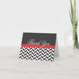 Carte De Remerciements Jagged Chevron Black White Red